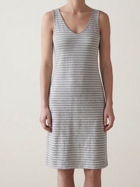 Cut Loose Sz M Linen Cotton Blue Striped Relaxed Nautical Casual Dress